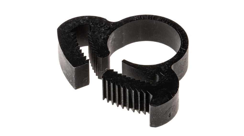 Hose Spring Clip, Polyamide 6.6 (PA 6.6), Black, 13mm, Snap-In, Pack of 10 pieces